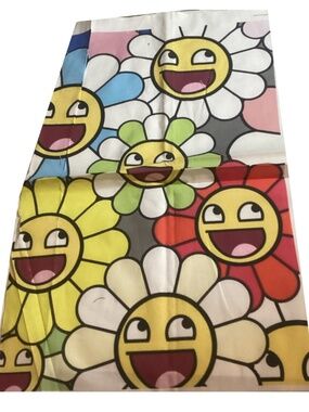 Retro Smiley Daisy Faces - Cotton Fabric - Remnant